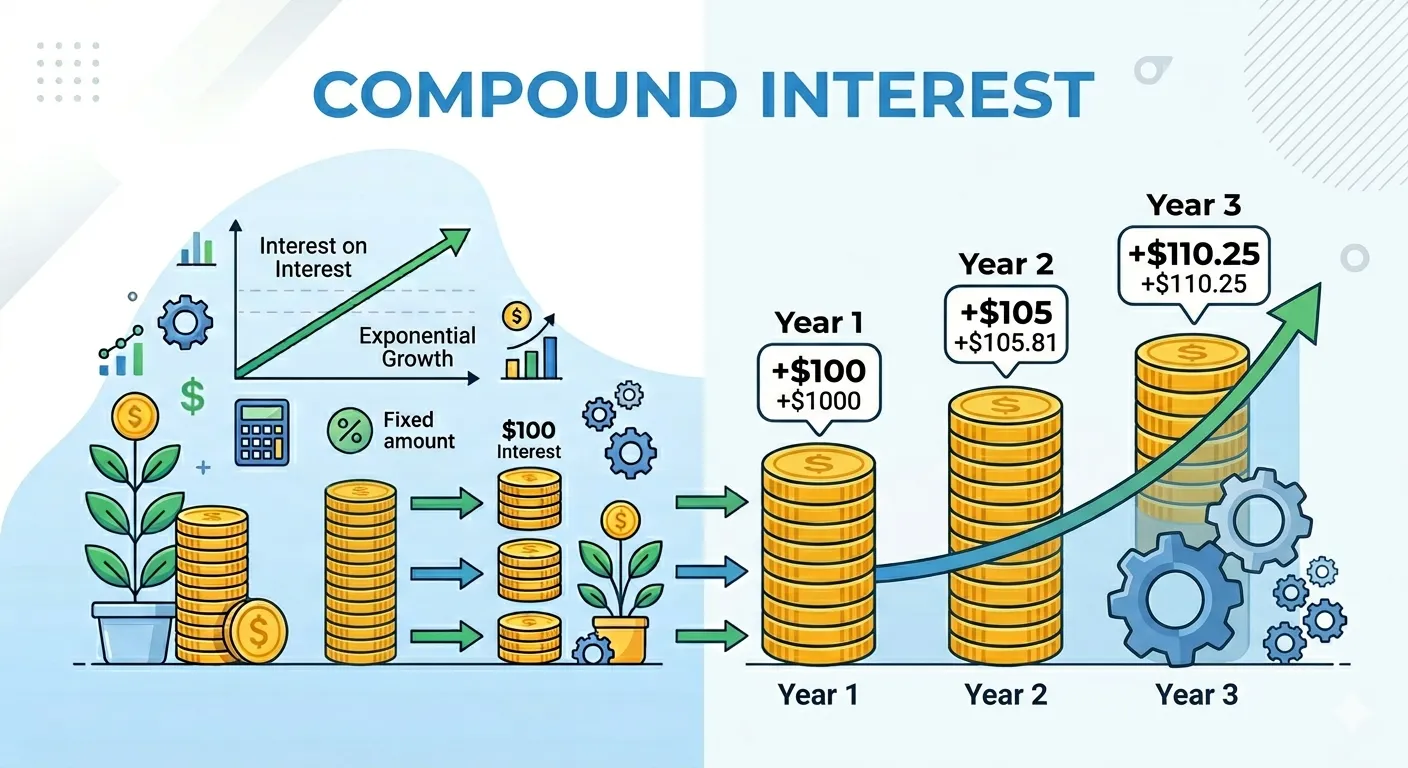 Compound interest growth for fixed deposits