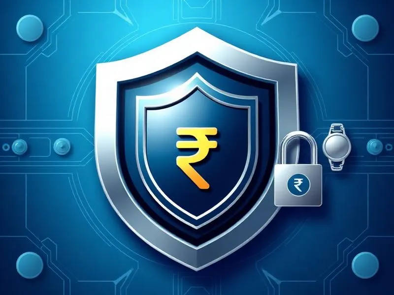 Financial security illustration with shield and rupee symbol