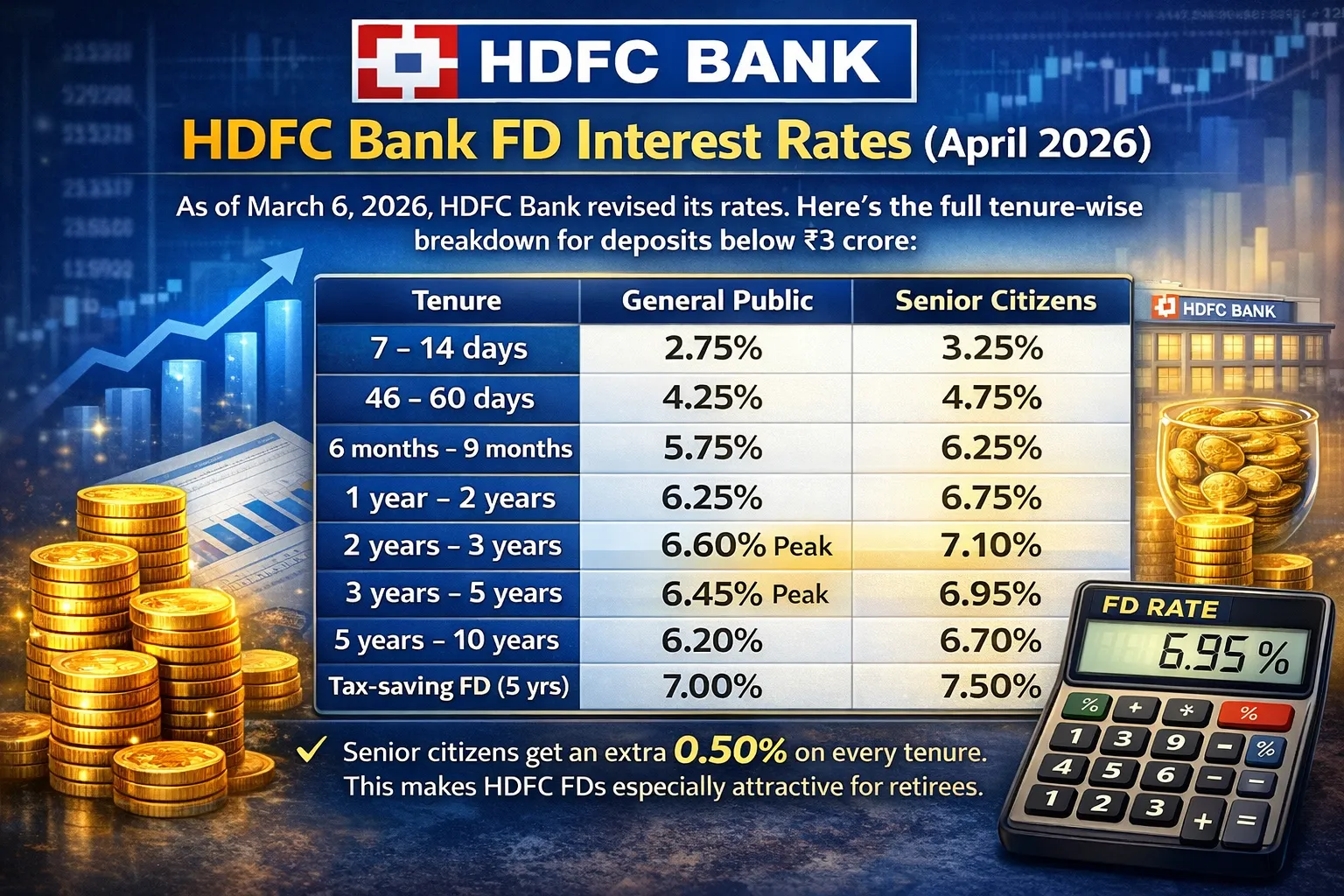 HDFC FD rates reference visual for calculator planning