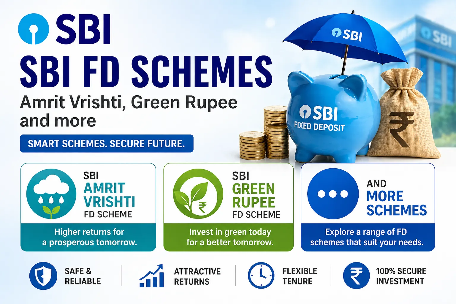 SBI FD schemes including Amrit Vrishti, Green Rupee, and related deposit options